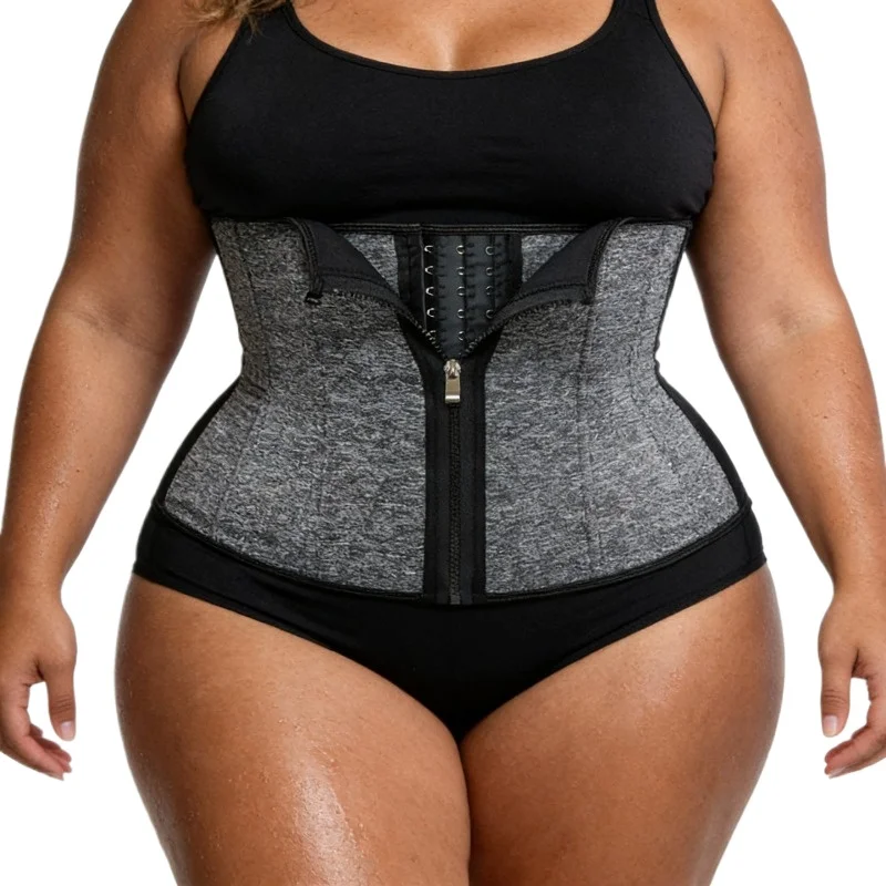 Mulheres neoprene cintura trainer cinchers com zíper & ganchos suor cintura trimmer para treino cinto espartilho shapewear menor gordura da barriga
