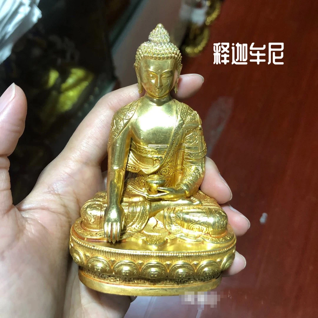 NEW Wholesale Buddhist supplies Buddhism bless safe good luck high grade brass Shakyamuni Amitabha Buddha statue Small size