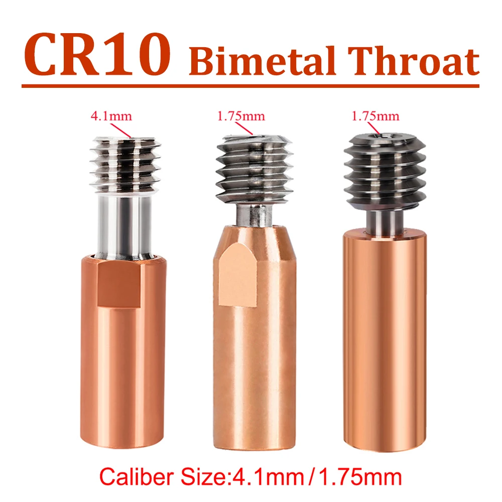 5/10pcs CR10 Bimetal HeatBreak Copper Plating Throat Caliber Size 1.75/4.1mm Through For Ender 3 CR-10 Hotend 3D Printer Parts