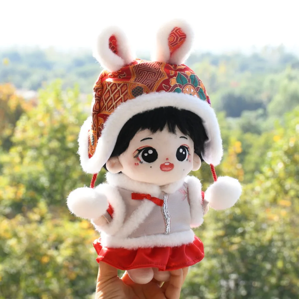 

High Quality 20CM Cloak Red&white Hairy New Year's Clothing Cosplay Rabbit Ear Poncho Mini Clothes 20cm Cotton