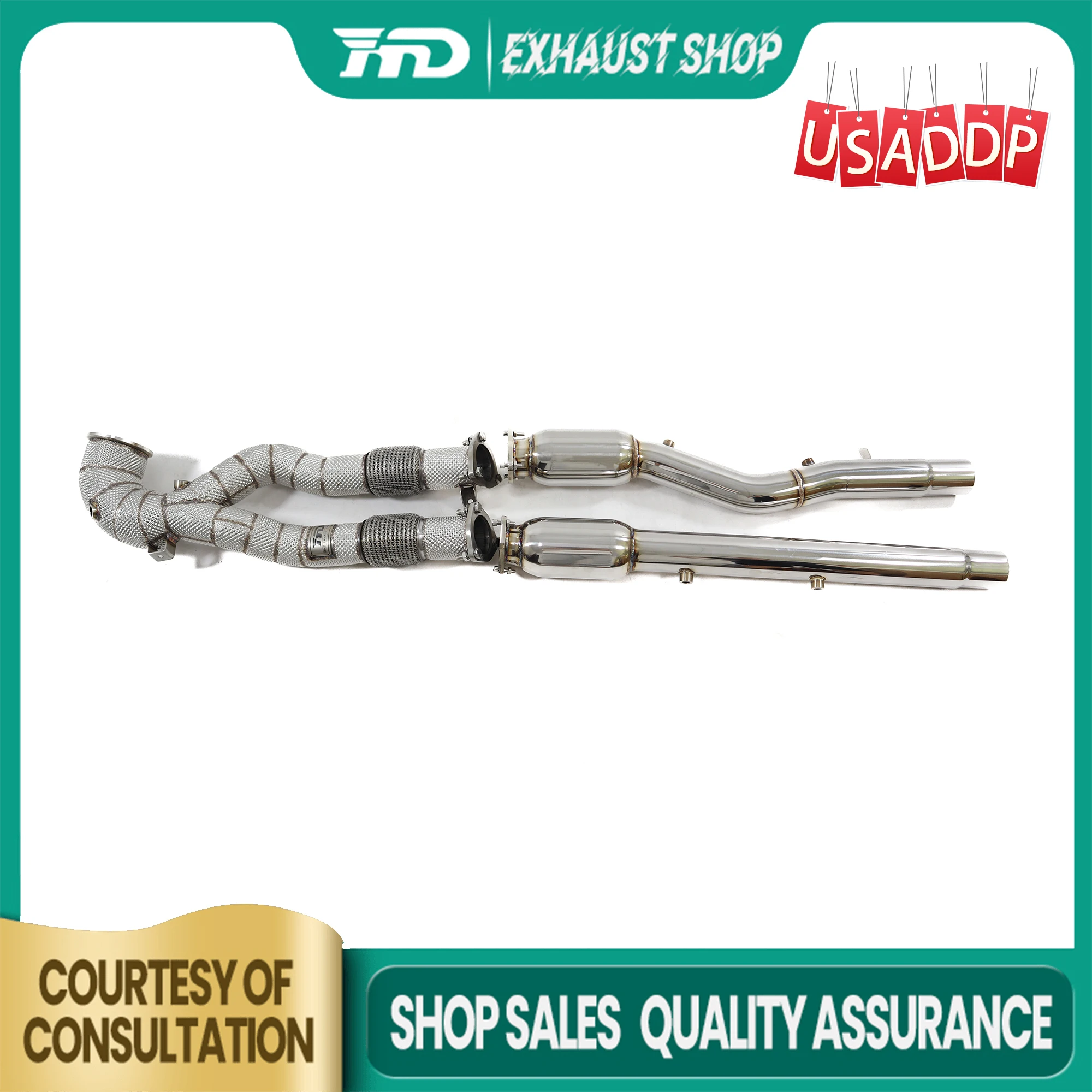 

HMD Exhaust Downpipe for AUDI RS3 2.5T 8V SS304 Heat Shield Resonant Tube High Quality