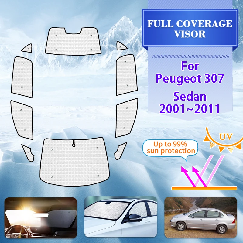 

Car Full Coverage Sunshades For Peugeot 307 Sedan 2001~2011 2010 2009 Windows Sun Protection Anti-UV Shaby Sun Shade Accessories