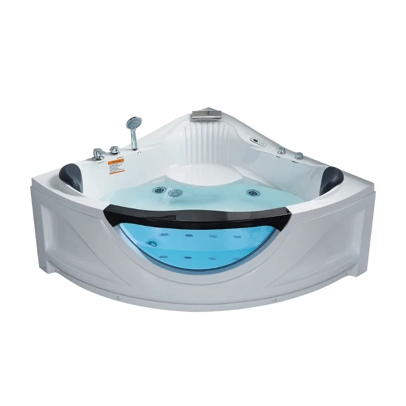 

High-end household adult fan-shaped large glass Jacuzzi, couple double bath triangular bathtub