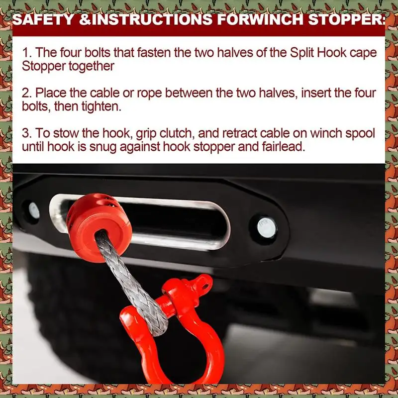 ABLQ 4Pcs Winch Stopper Compatible With ATV SUV ORV Cable Hook Rubber Stopper Winch Prevent Bouncing Fraying