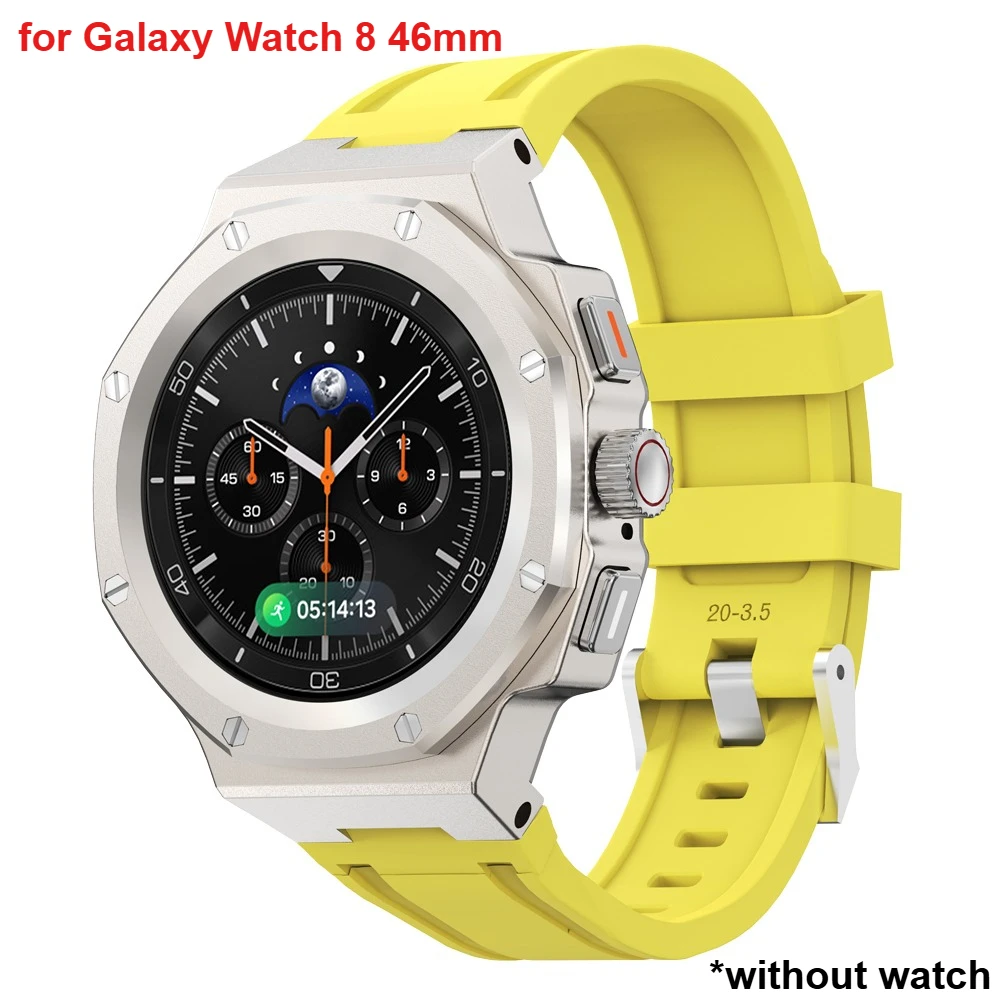 Luxe Mod Kit Voor Samsung Galaxy Horloge 8/8 Classic 40/44/46mm Legering Metalen behuizing Siliconen Band Volledige Cover Bescherming Band Set