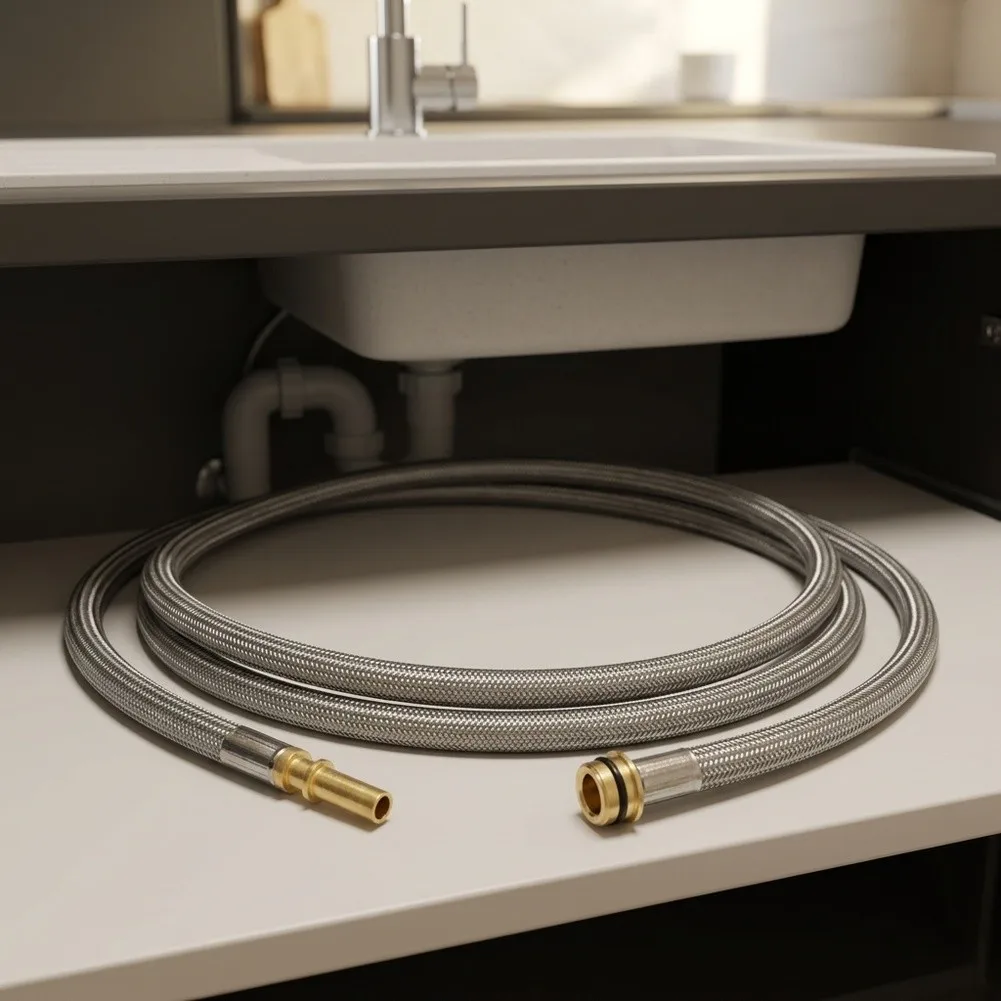 Brass Ended Pull Down Kitchen Faucet Hose 59 inch 150cm Replacement for 88624000 Compatible with 95507000 and 95506000 Models