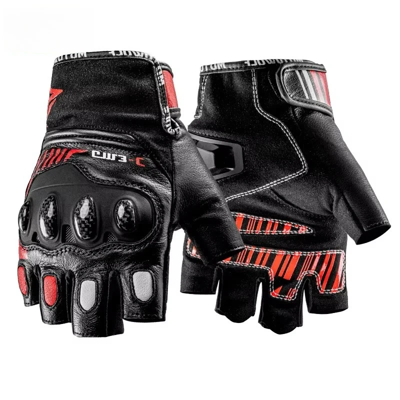 

Half Finger Motorcycle Gloves Hard Knuckles Leather Cycling MTB Racing Riding Men Women Moto Gloves Carbon Fiber Protective Gear