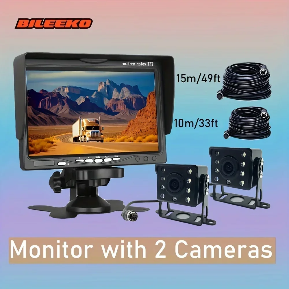 

Bileeko 7-дюймовый приборный монитор для автофургона — резервная камера заднего вида, помощник по парковке ночного видения