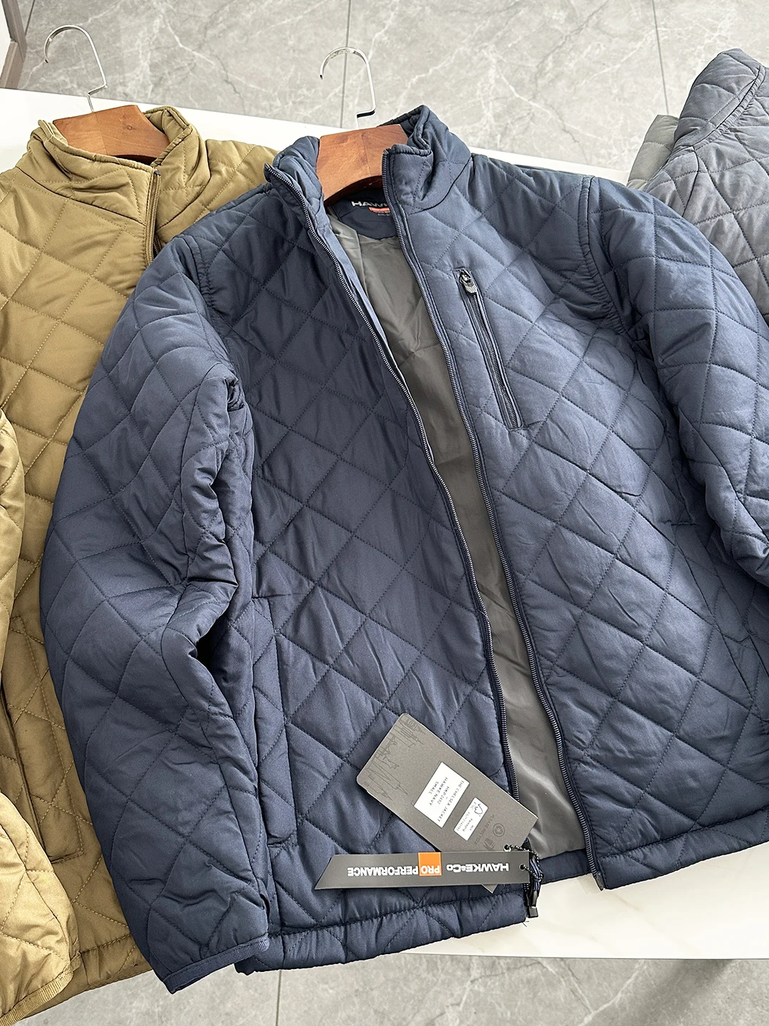 

Легкий теплый хлопковый джет с ромбовидной вышивкой на молнии, повседневное тонкое мужское хлопковое пальто с воротником-стойкой для отдыха на открытом воздухе, верхняя одежда