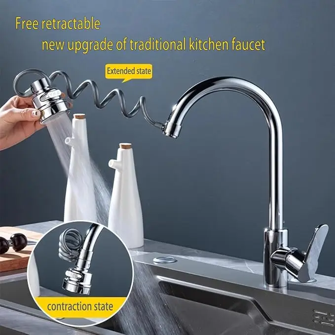 New Kitchen Extender Sink Sprayer 3 Water Outlet Modes Faucet Sprayer Attachment Faucet Extender Aerator with Stretchable Hose