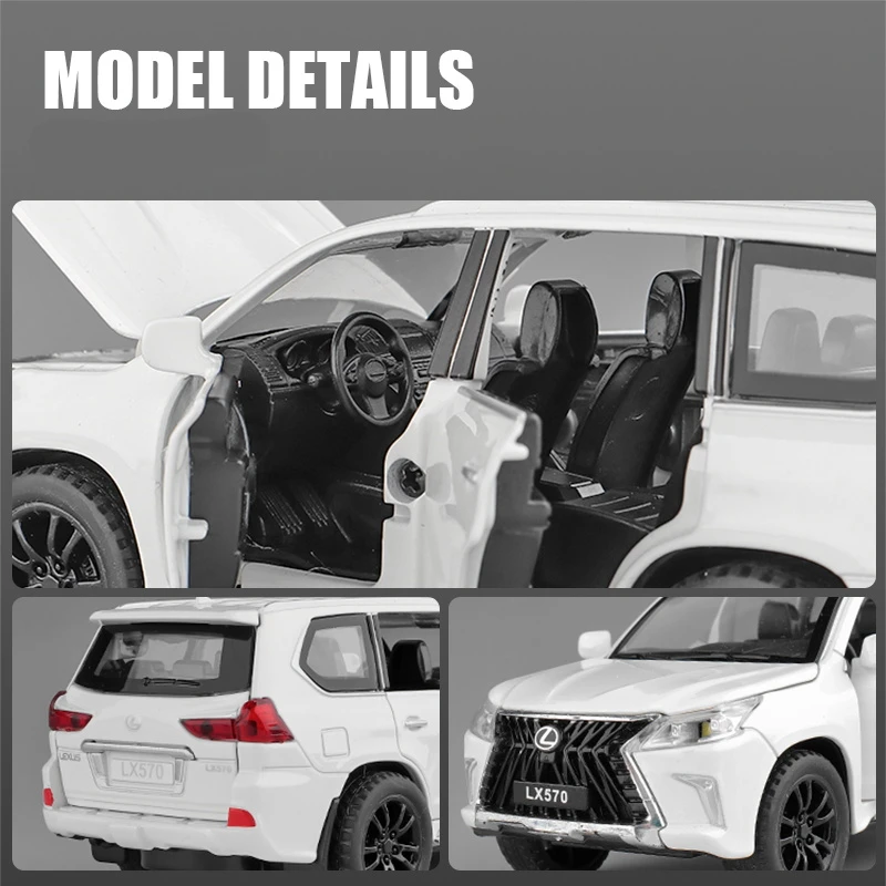 1/32 LEXUS LX570 SUV Alloy Car Model Diecasts Simulation Metal Toy Vehicles Car Model Sound Light Collection Toy Gift