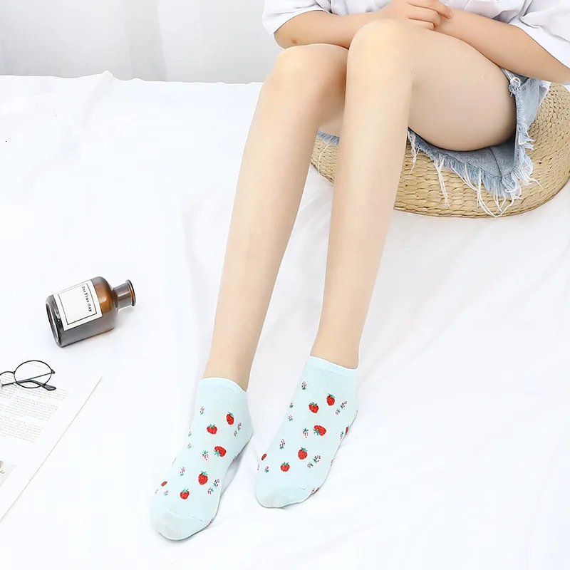 10 Pairs/Lot Women Short Socks Funny Fruit Vegetables Animals Pattern Cartoon Cotton Boat Melon Tomato Strawberry Socks