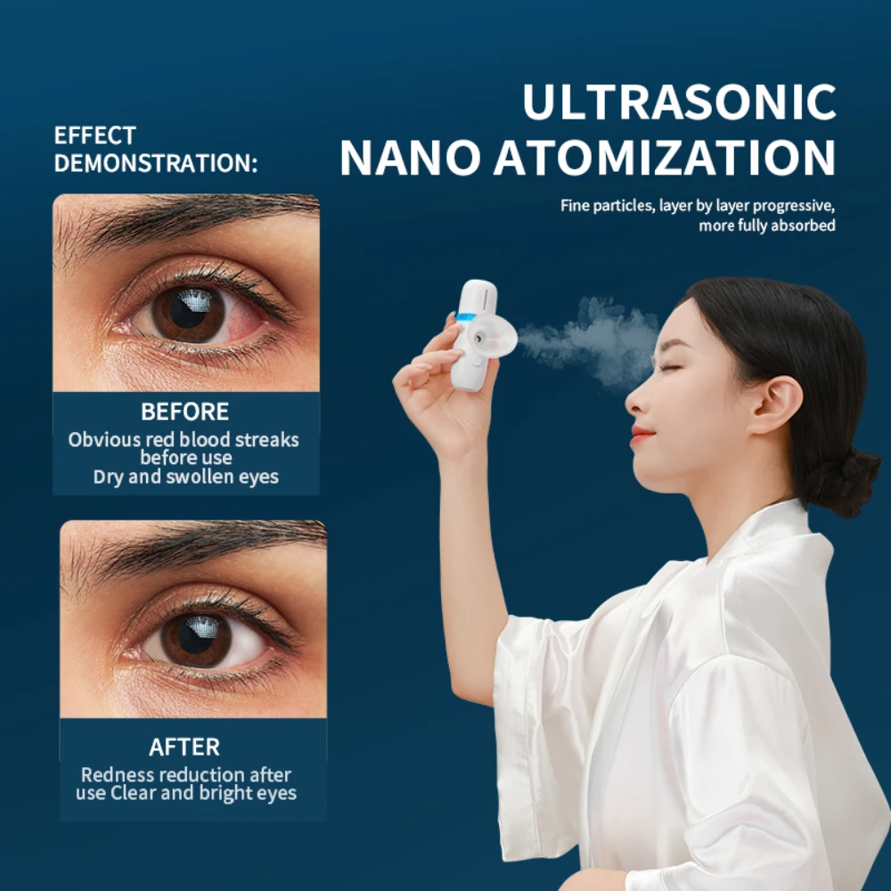 Portable Eye Moisturizing Care, Nano Spray 20mL Moisturizing Water Mist Humidifier, Alleviate Eye Fatigue, Rechargeable, Can Add