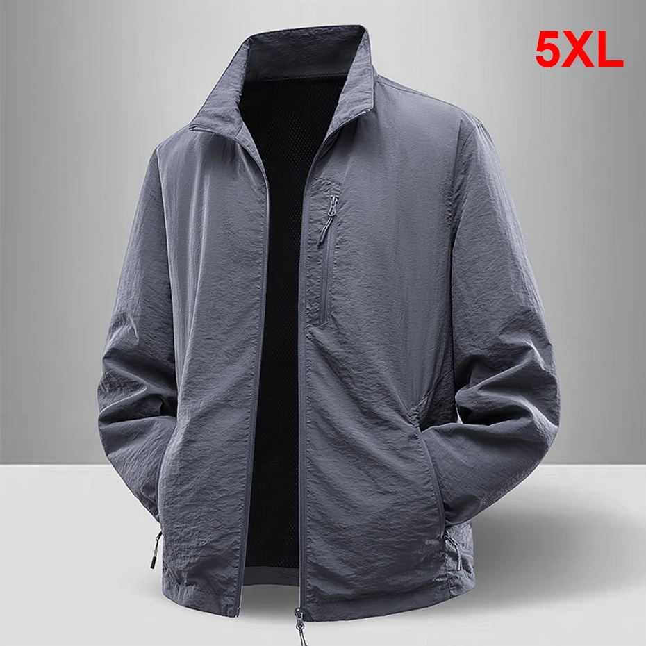 

Summer Thin Jacket Men Breathable Jacket Fashion Casual Solid Color Jackets Coats Male Big Size 5XL