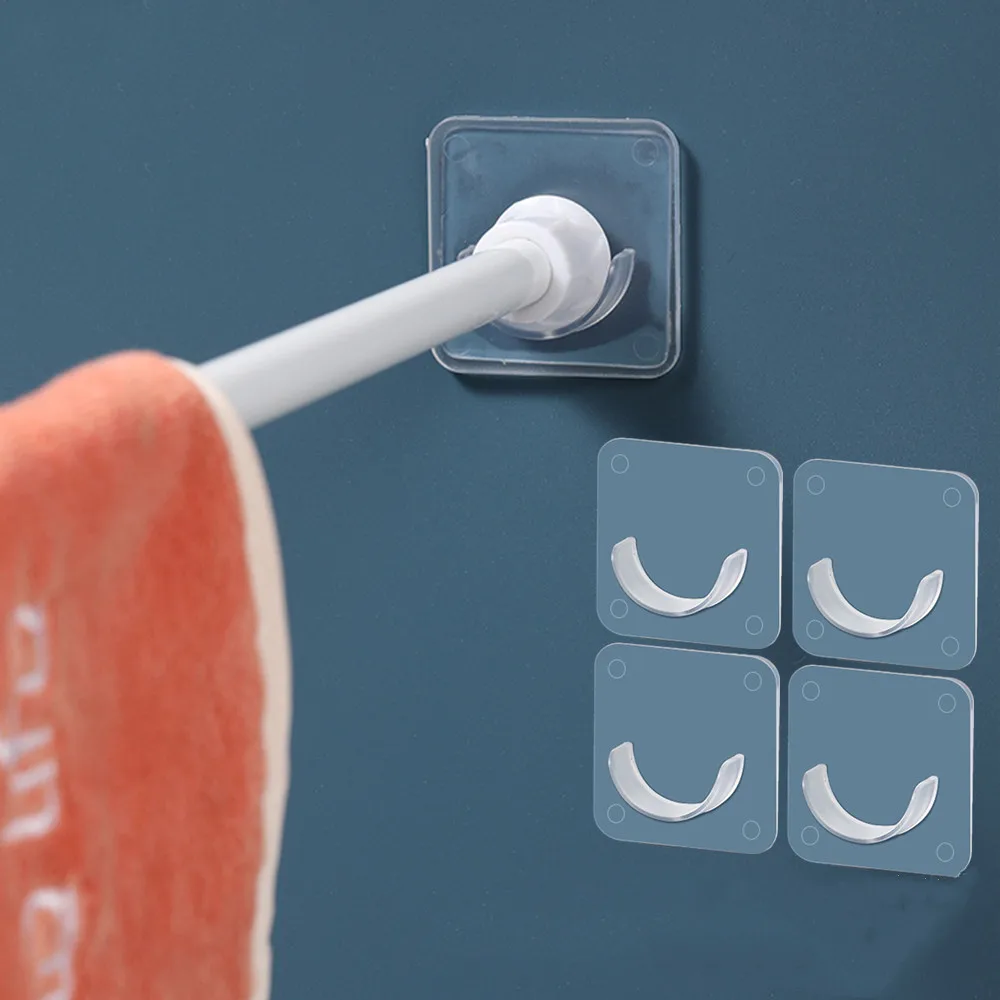 תומך חזק למוט ווילון עם תליונים לקיר, מדביק למוט מקלחת לחדר האמבטיה, מחזיק מתח ללא חורים לארון