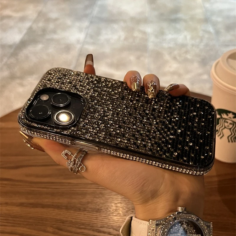 Luxus Glitter Diamant Farbverlauf Fall für iPhone 15 14 13 Pro Max 11 12 x xr xs 7 8 plus bling Strass glänzend stoß feste Abdeckung