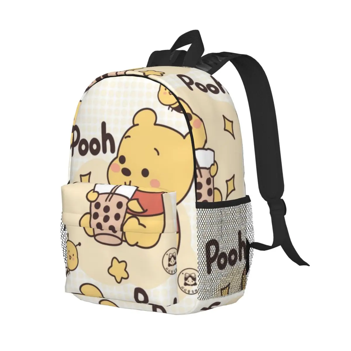 Urso Pooh Mochila Faculdade Impermeável, Alta Capacidade, Trendy Laptop Bag, Travel Book Bag, Nova Moda, 15"