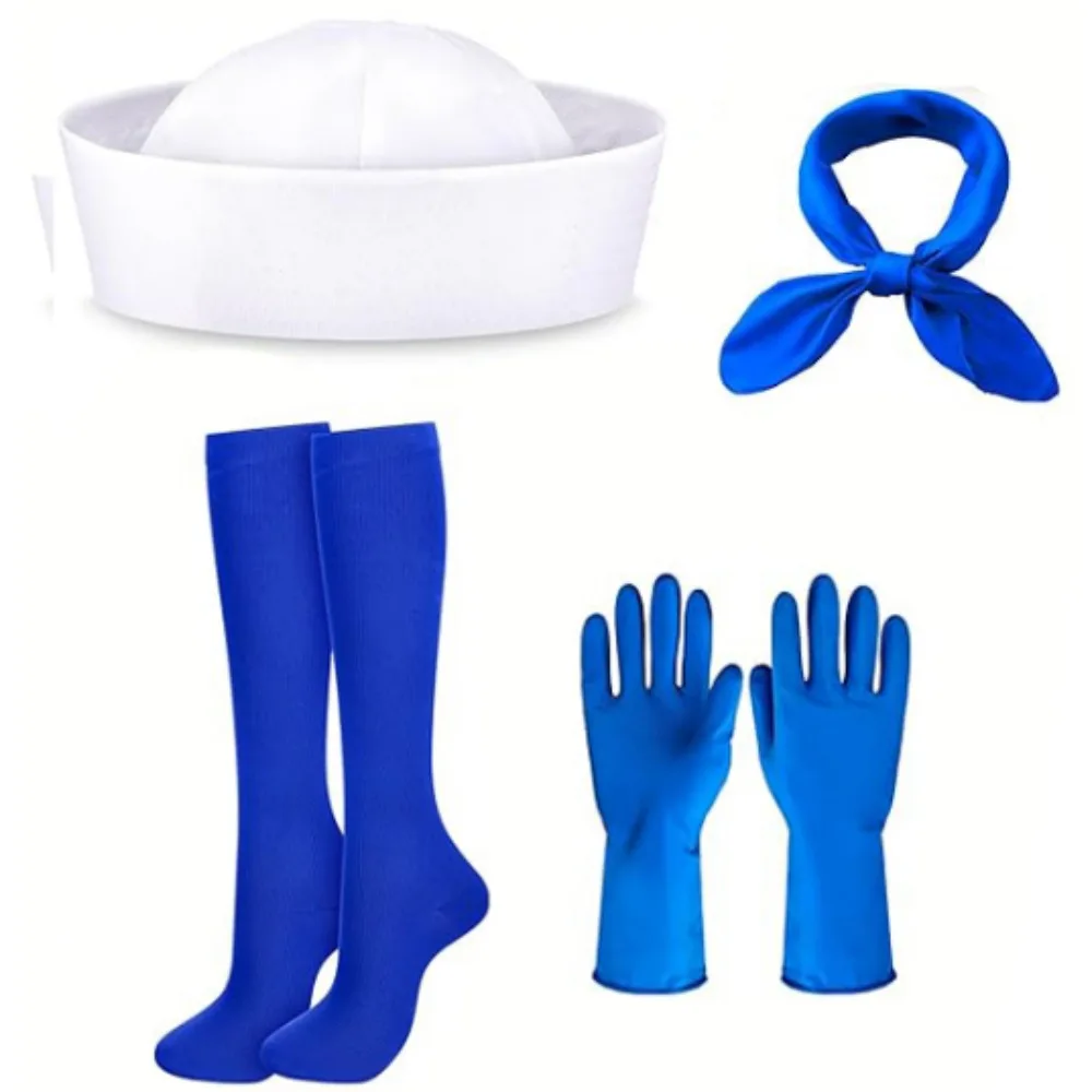 セーラー服を着たセーラー帽子、スカーフ、アンカー型ペンダント、イヤリング、手袋、その他の海軍兵士に適したアクセサリー