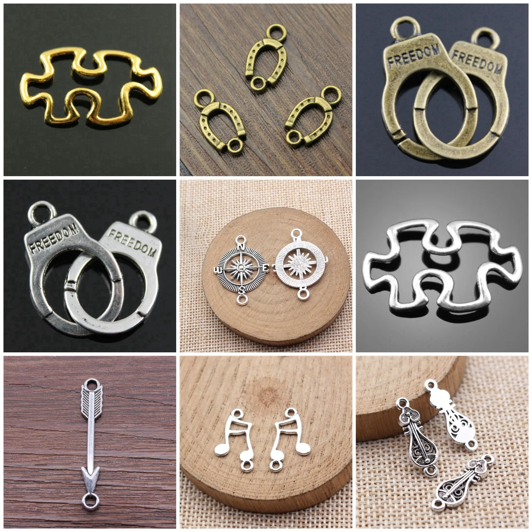 Zinc Alloy Sports Music Theme Mixed Link Connectors For Bracelet Necklace Earring DIY Jewelry Making Craft