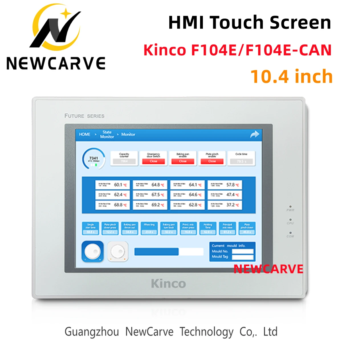 Kinco FUTURE Series F104E F104E-CAN HMI Touch Screen 10.4 inch Cortex-A9 CPU Human Machine Interface Support Webcam Access