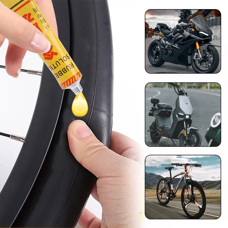 Bike Tire Repair Tool Set Flat Tire Patch Rubber Glue for Motorcycle Mountain Road Bike Inner Tube Puncture Patch Repair Kits