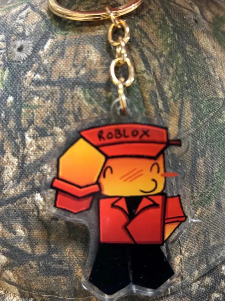 R-oblox Elliot Forsaken Work at a Pizza Place Acrylic Keychain Cute cartoon game Character pendant