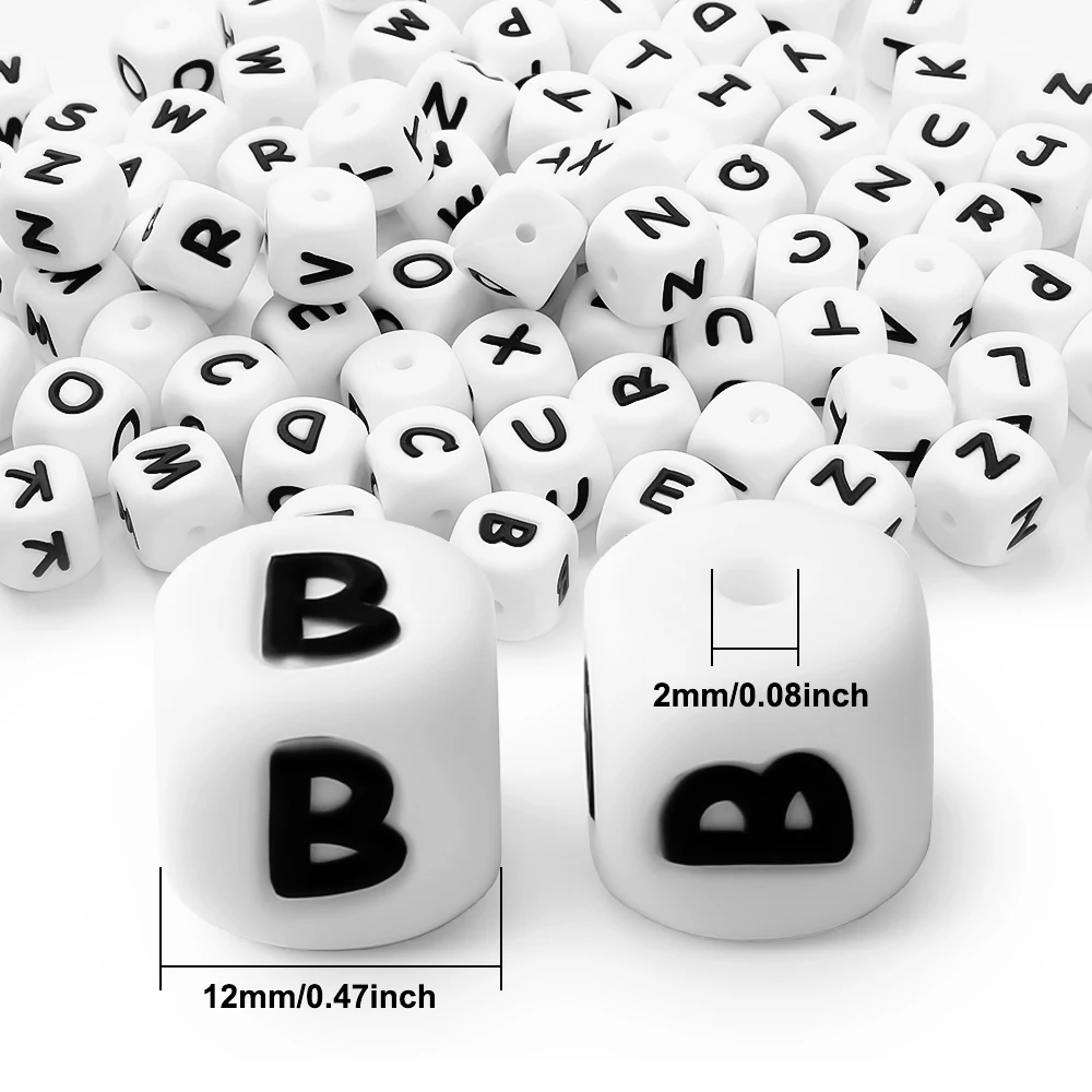 10/26/50/100/500/1000Pcs Silikon Buchstaben Perlen 12mm Alphabet Perlen für Schmuck Machen DIY Personalisierte Name Stift Zubehör