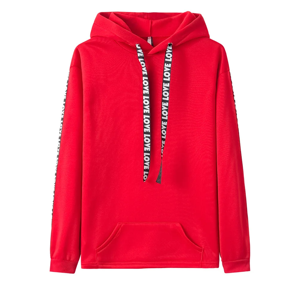 Fashion Women Casual Long Sleeve Letter drawstring  Sport Hooded Sweatshirt Pullover Tops Spring And Autmum S-3XL For 4 Colors