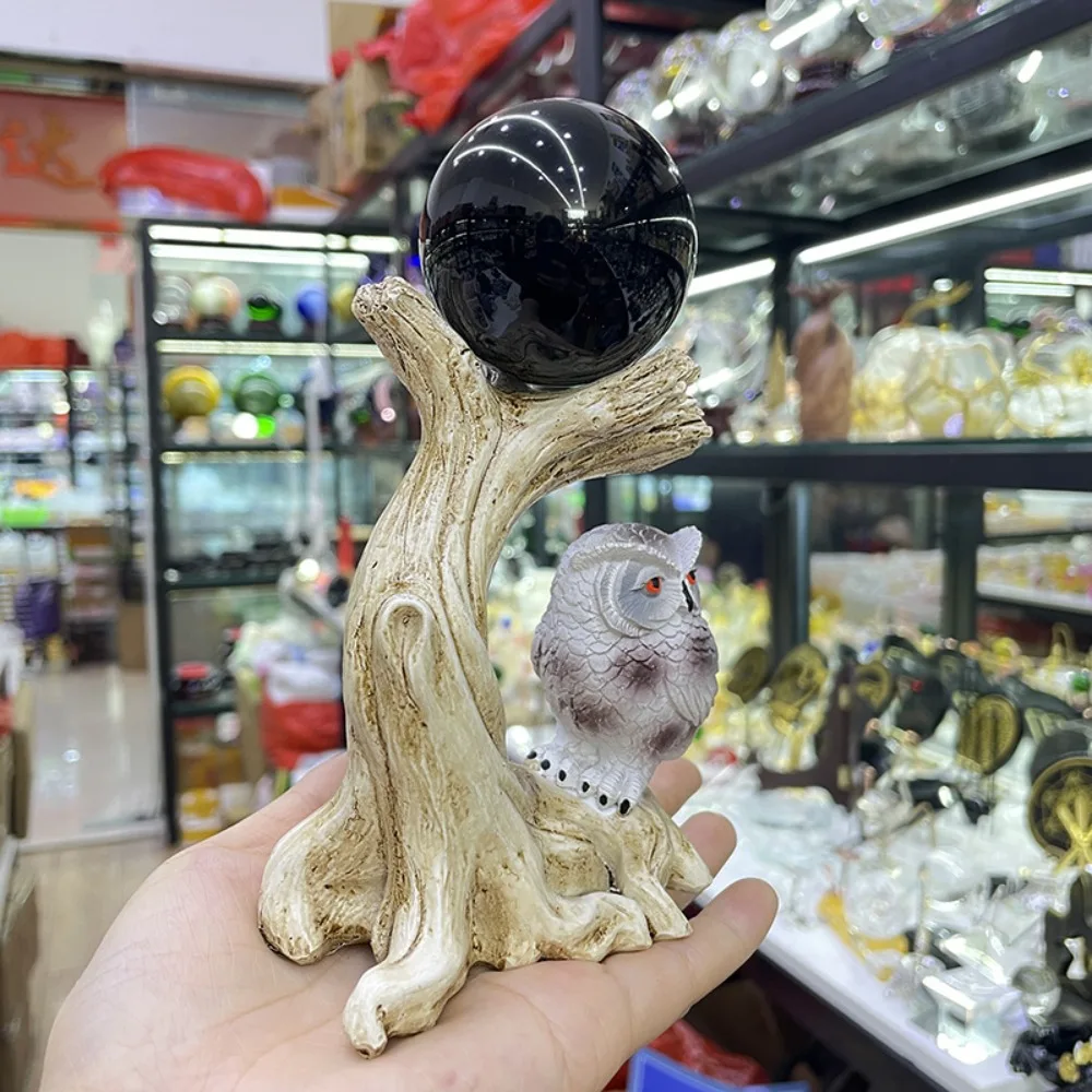 Owl Resin Sphere Holder Stand Base Figurine Stable Desktop Decoration for Bedroom Office Living Room