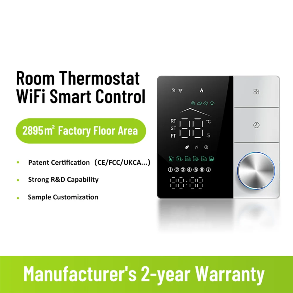 WiFi Smart Thermostat LED Display Knob Adjust For Floor Heating Electric Water Gas Boiler Remote Control With Alexa Google