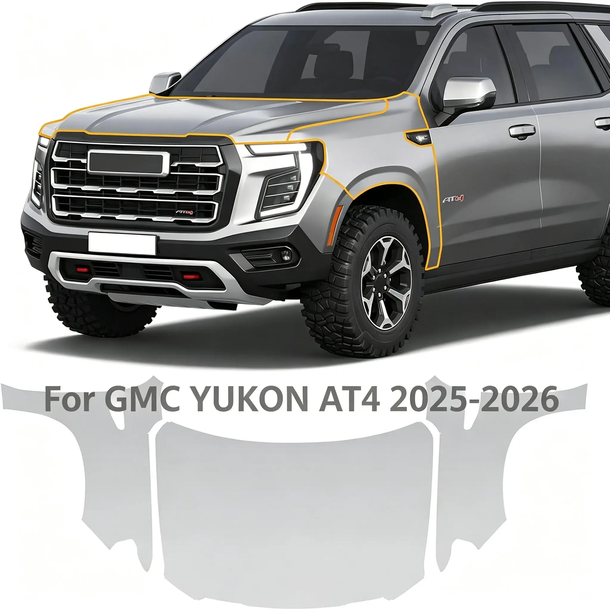 8.5Mil TPU Bumper Paint Protection Film For GMC YUKON AT4 2025-2026 Pre-cut PPF Kit Clear Bra Car Body Anti-Scratch Resistant