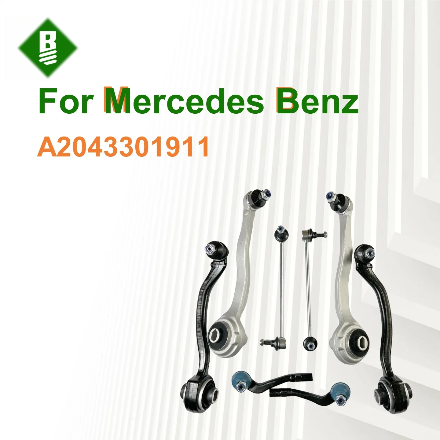 8pcs Front Lower Control Arm Kit with Stabilizer Link, Tie Rod End Replacement for 2002-2007 Mercedes Benz C200 C320 2043301911