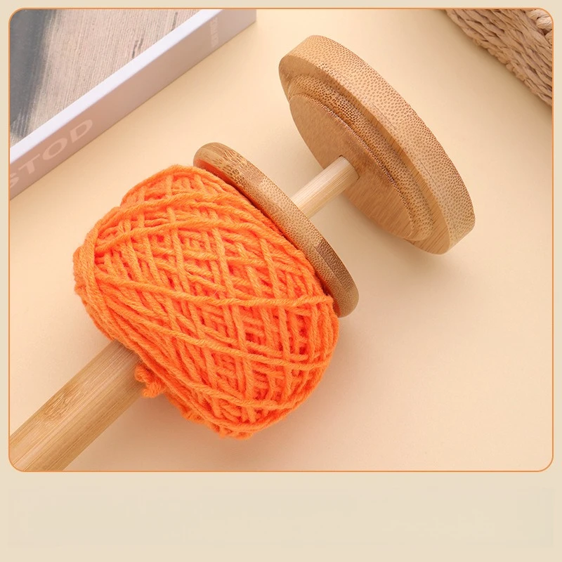 

Держатель для пряжи из бамбука, бамбуковый намотчик для пряжи, деревянный инструмент для ручного вязания крючком, вращающаяся подставка, аксессуар для ткачества