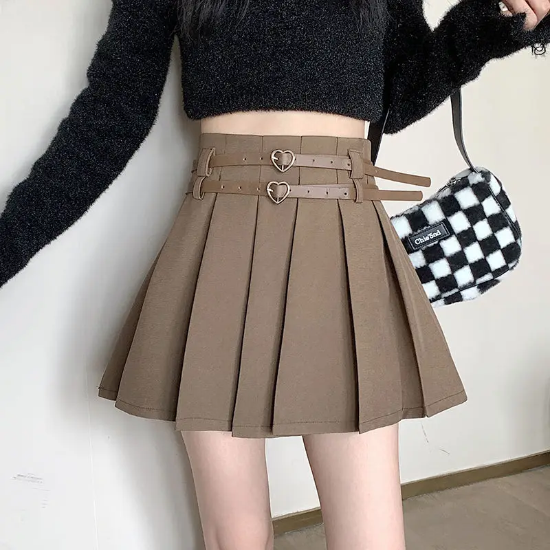 2023 New Spring Summer Thin Solid Color Temperament Pleated Patchwork Sweet A-line Skirt Youth Skinny Graceful Women\'s Clothing