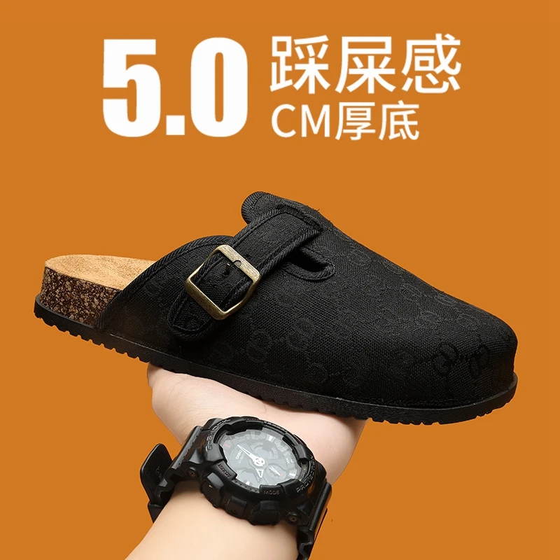 レディースファッションクロッグスリッパ、クラシックなスエードメンズミュール、コルクフットベッド、アーチサポート付きレザーポテトシューズ、ビーチスライド