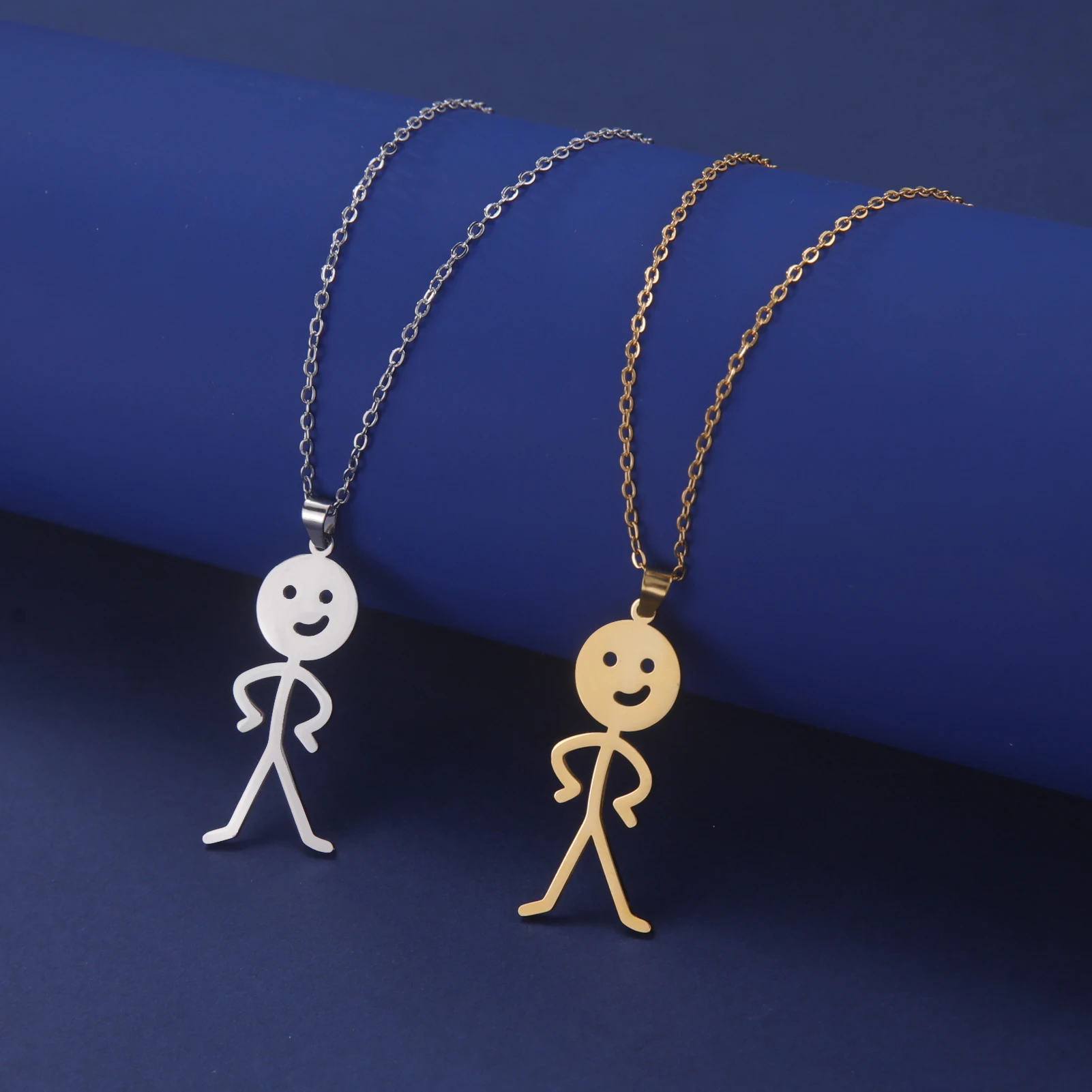 Skyrim Hip Hop Doodle Halskette für Männer Frauen Edelstahl Lange Hals Kette Mode Mittelfinger Stickman Schmuck Neu – Detail 19