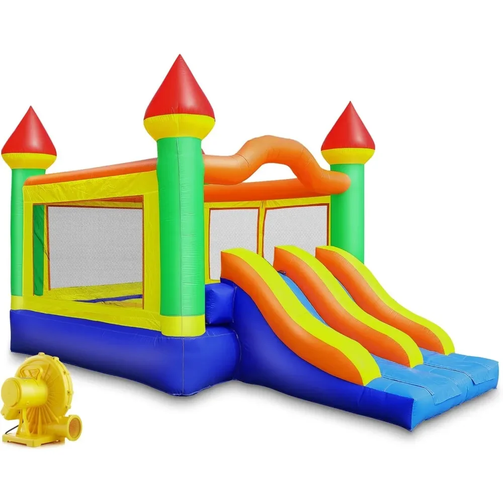 Mega Double Slide Castle Bounce House коммерческого класса с воздуходувкой — надувной шезлонг из 100% ПВХ размером 22 x 15 футов