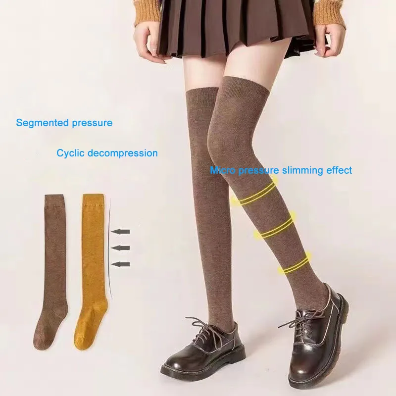 Autumn and winter thick over knee Socks for women Warm uniforms High tube Anti slip Long tube stockings compression calf  socks