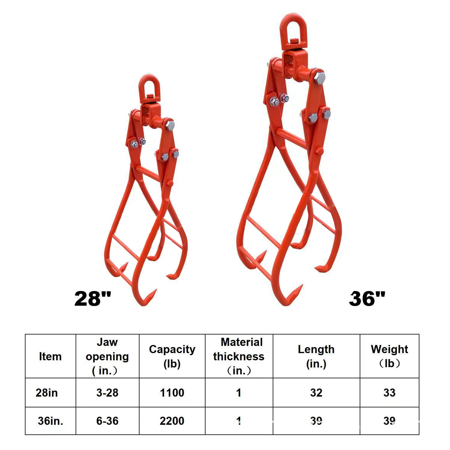 Imagem -03 - Timber Log Lifting Logging Tongs Garra Grabber Heavy Duty Aço Madeira Derrapagem Grampos 28 36 Capacidade de até 1t