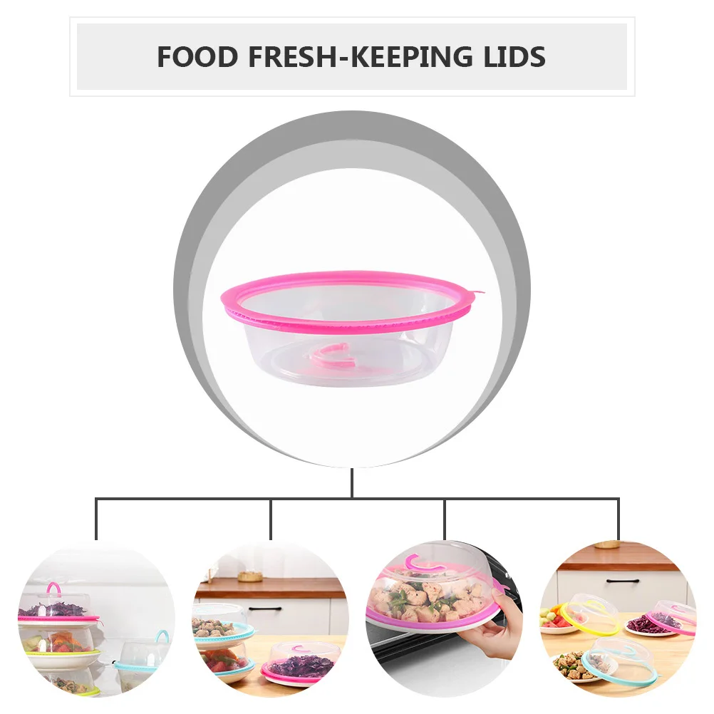 

4pcs Portable Stacked Microwave Food Covers Pp Fresh-Keeping Lids Dust-Proof Insect-Proof Splash-Proof For Refrigerator Sealing