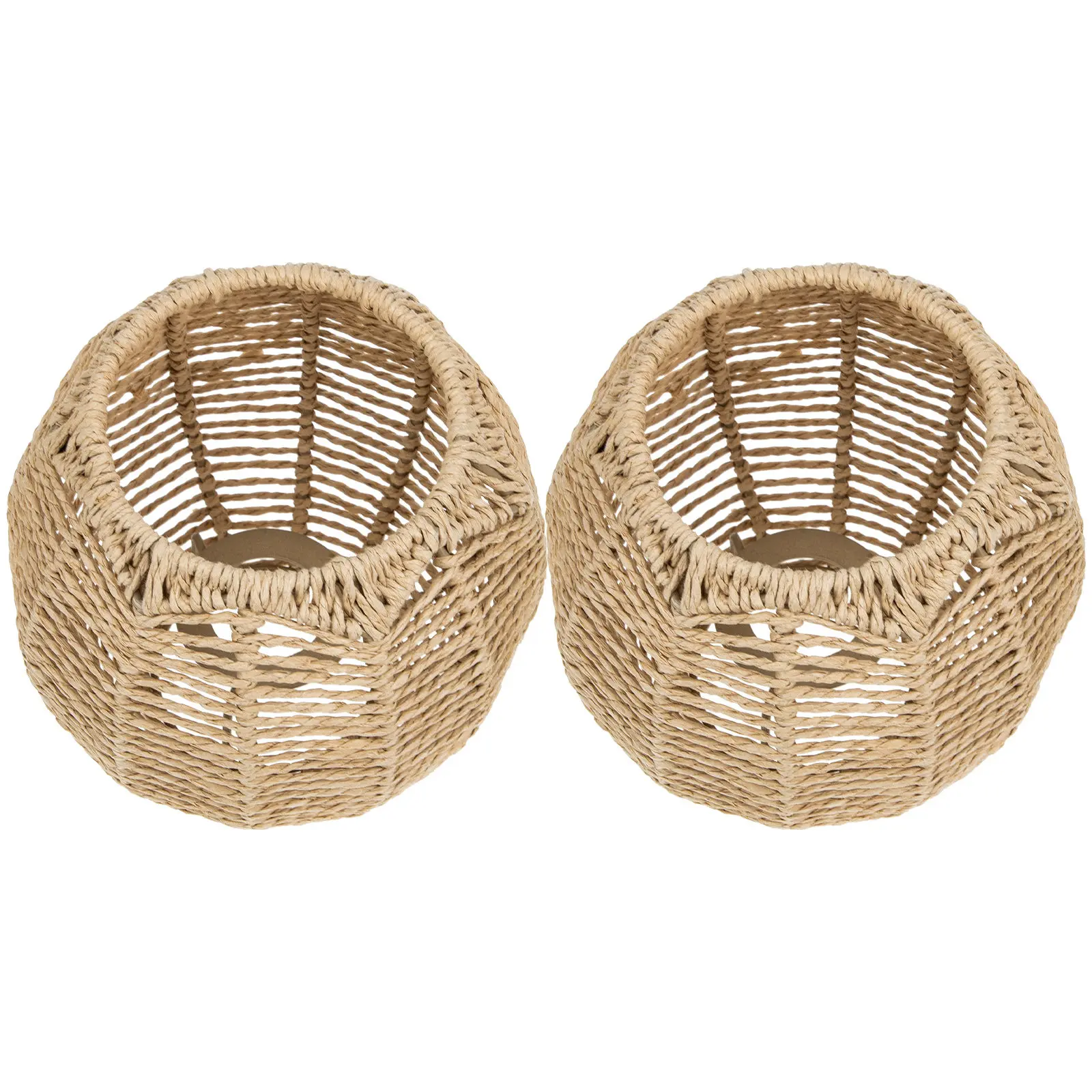 Bamboo Lampshade 2pcs Woven Hanging Lamp Cover for Pendant Ceiling Light Rustic Farmhouse Dining Room Living Decor