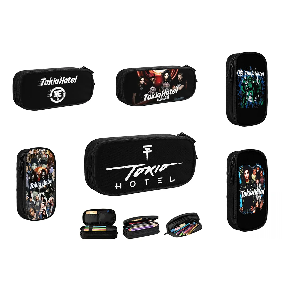 Tokio Hotel Billkaulitz Lápis Casos, Rock Pen Box, Student Grande Armazenamento, Material Escolar, Bolsa Cosmética