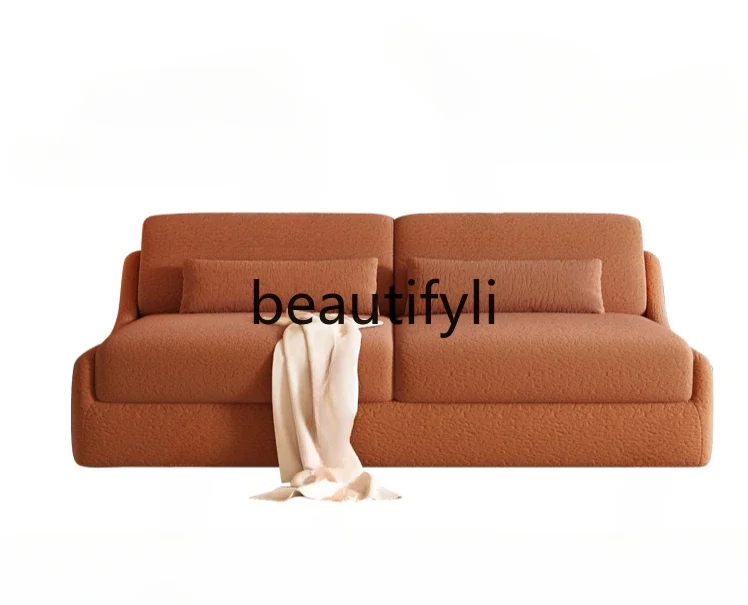 

Retro style lamb wool tatami sofa bed 2024 new integrated dual-purpose lunch break folding bed