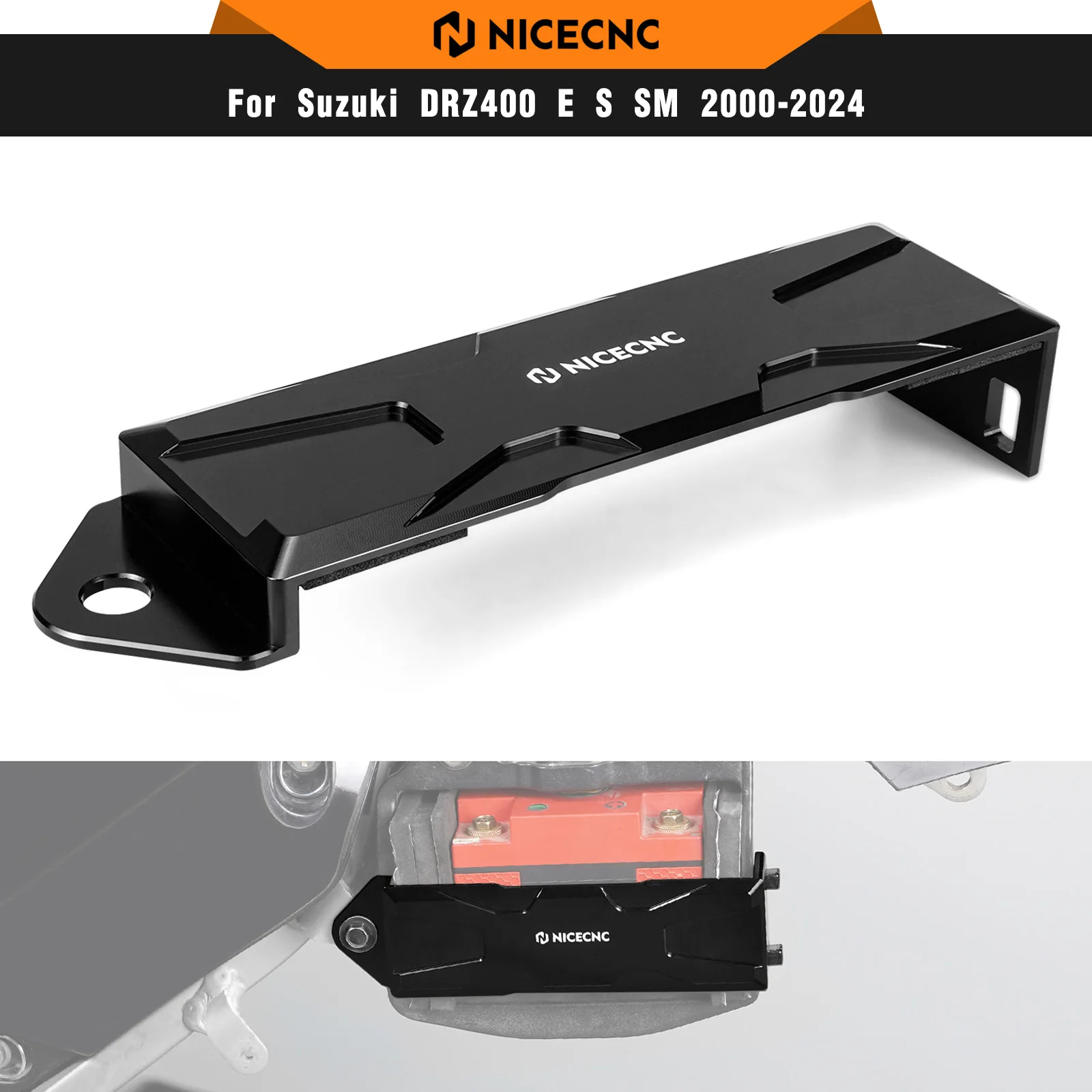 

NICECNC For Suzuki DRZ400 DRZ400SM DRZ400E DRZ400S DR-Z 400E DR-Z 400S DR-Z 400SM 2000-2024 Motorcycle Battery Hold Down Bracket