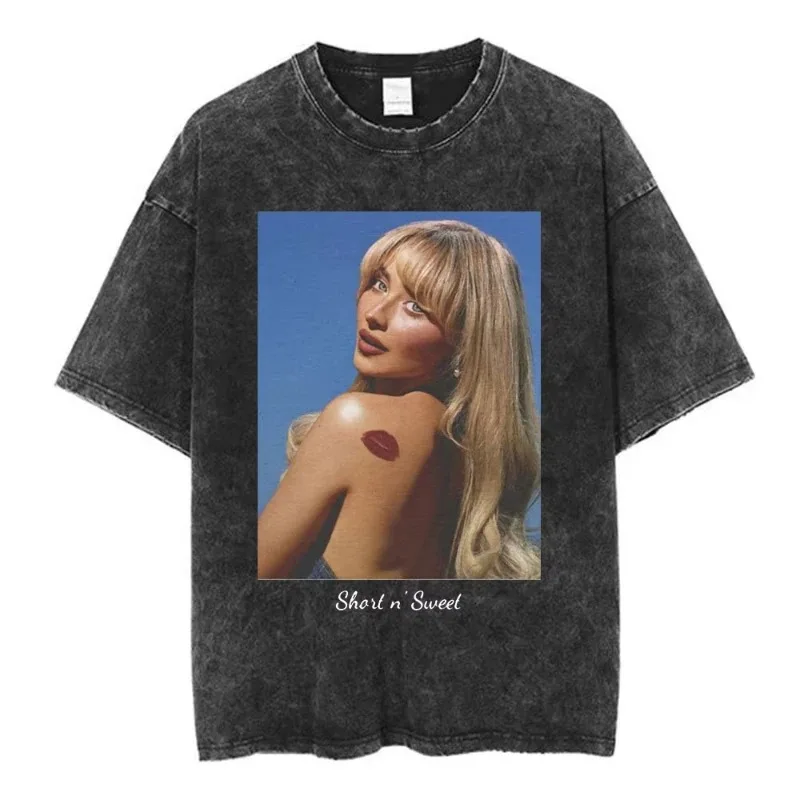

Sabrina Carpenter Short N' Sweet Tour Vintage Washed Graphic Print TShirt Men Women Clothing Fashion Aesthetic Oversized T-shirt