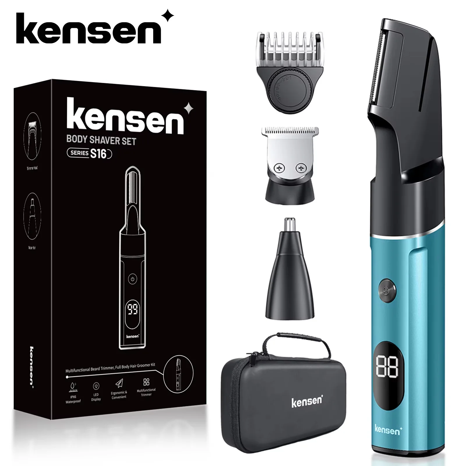 Kensen S16 Electric Hair Trimmer for Men 3 In 1 Hair Cutting Machine Nose/Beard Hair Trimmer Waterproof Hair Clipper for Barber