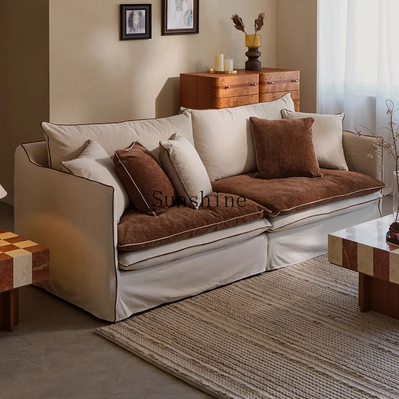 

Yunqi contrasting color cotton and linen chenille velvet sofa is comfortable, simple and retro