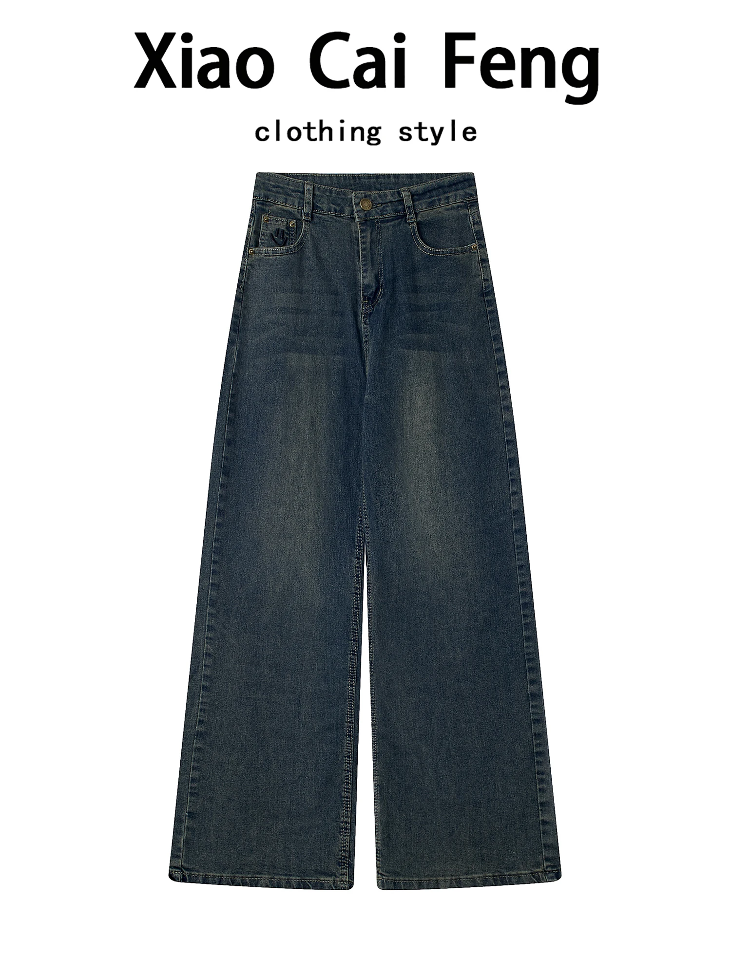 

American Retro Denim Wide Leg Pants Women's Spring Autumn High Waist Hip Conceal Slim Pear ape Drape Casual Straight Long P...