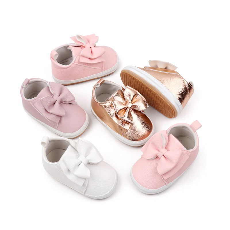 Baby Girl Shoes High Quality Soft PU for 0-9-18 Months Toddler Prewalking Outdoor Beautiful Cute Butterfly Bowknot 2024 BXC4143