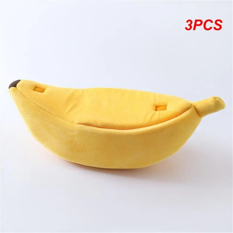 

3PCS Banana Cat Bed House Funny Cute Cozy Cat Mat Beds Warm Durable Portable Pet Basket Kennel Dog Cushion Cat Supplies